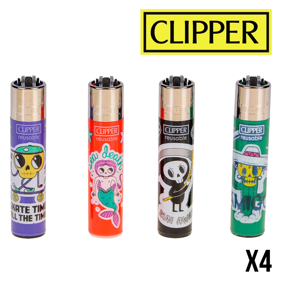 CLIPPER STICKER SKULLS X4