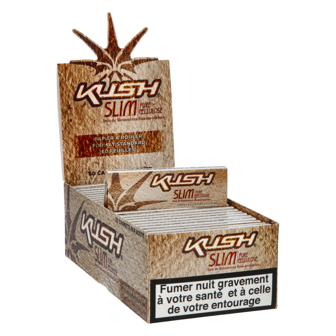 50 carnets FEUILLES A ROULER KUSH PURE CELLULOSE REGULAR