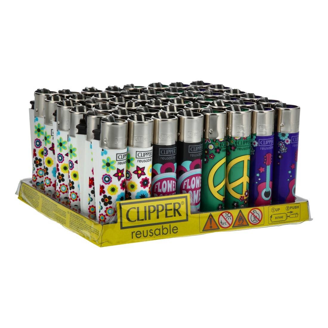 Briquet CLIPPER design matte tricolores - boite de 48 pièces