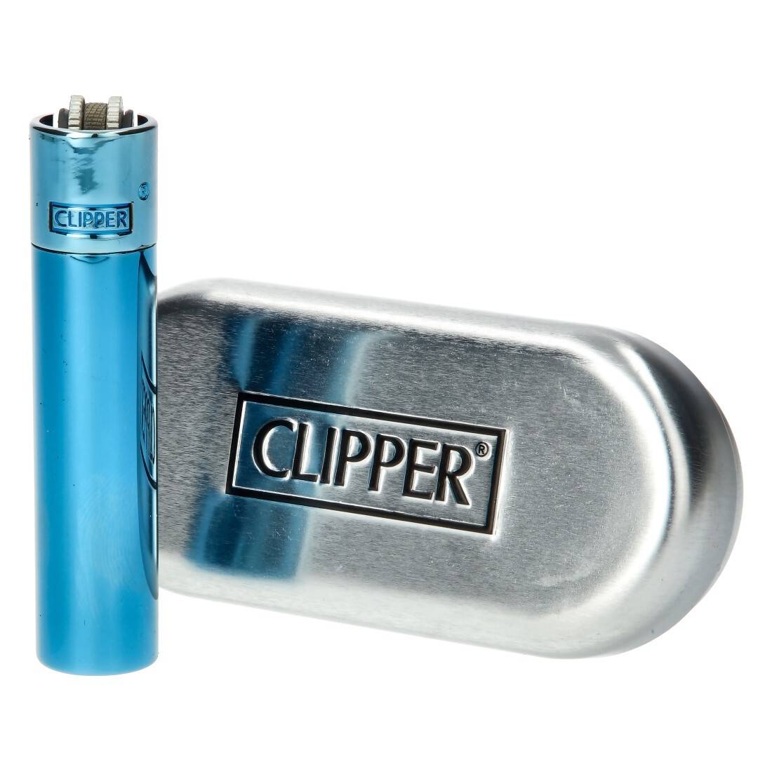 Dégradé bleu 2 clipper briquet + clipper boîtier métallique