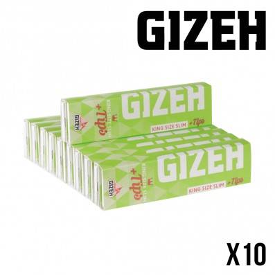 GIZEH KING SIZE SLIM HYPER FIN + TIPS X10