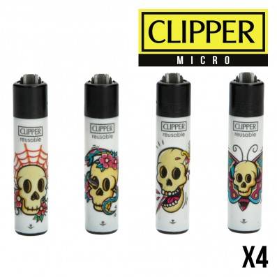 MICRO CLIPPER HAPPY SKULLS X4