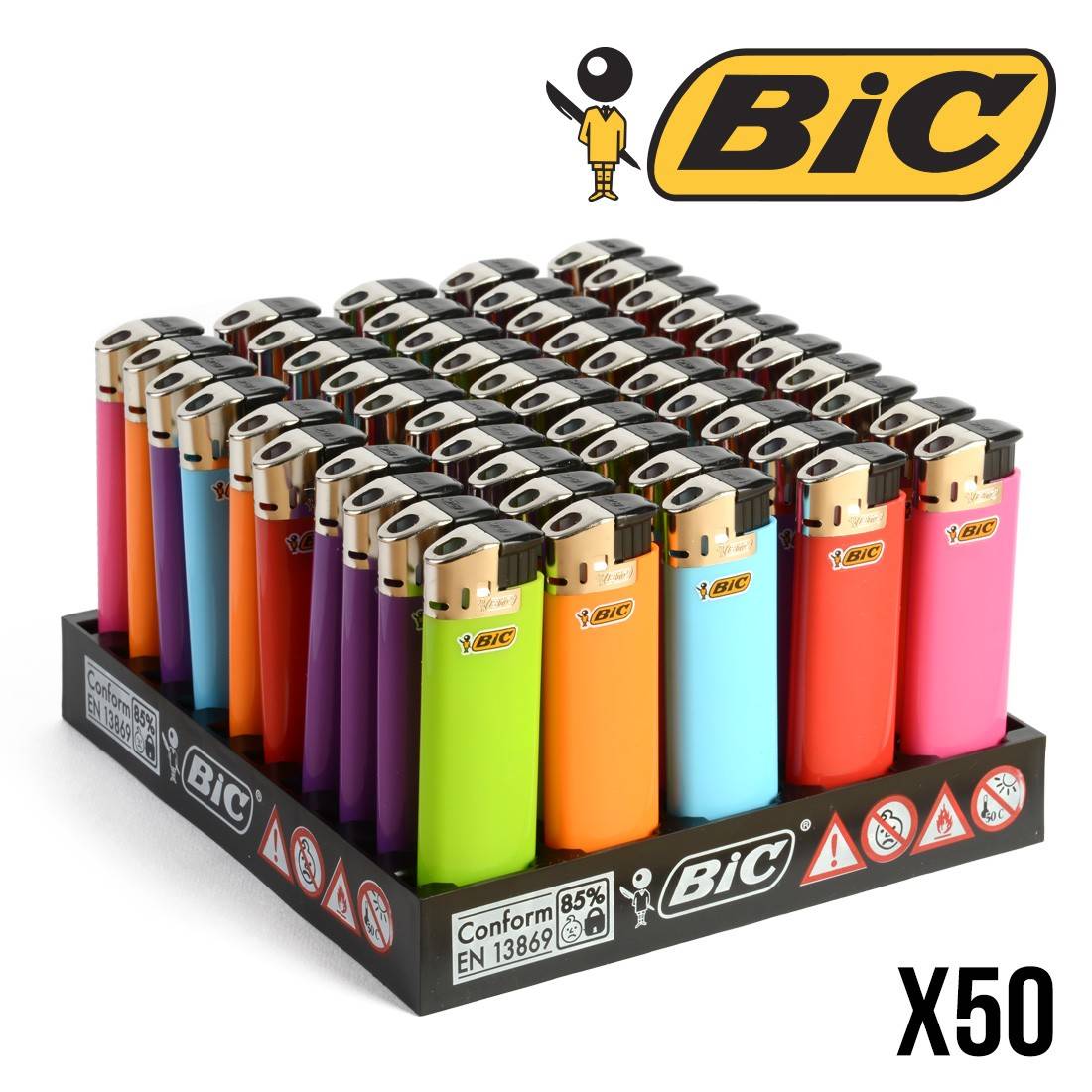 Briquet Bic Maxi Pas Cher x50 - Briquet BIC rechargeable - MajorSmoker