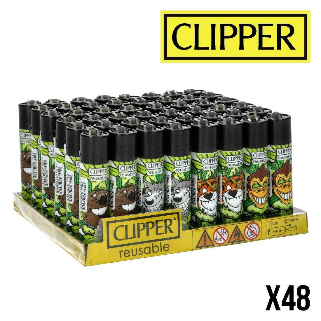 Briquet CLIPPER | Décor Animal Flower x4