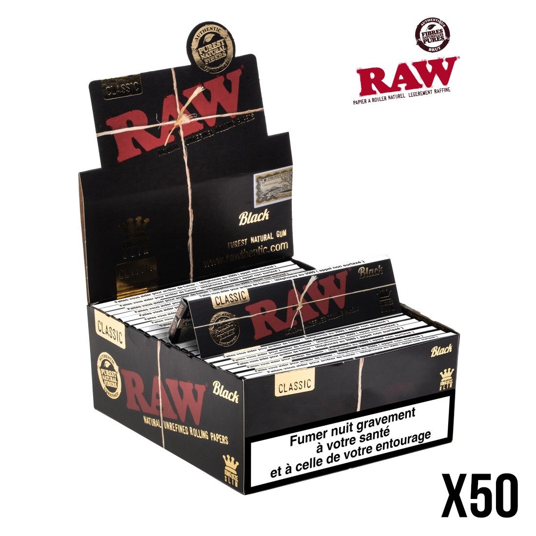 Feuilles à rouler Raw Black x50, dsiponibles sur S Factory !