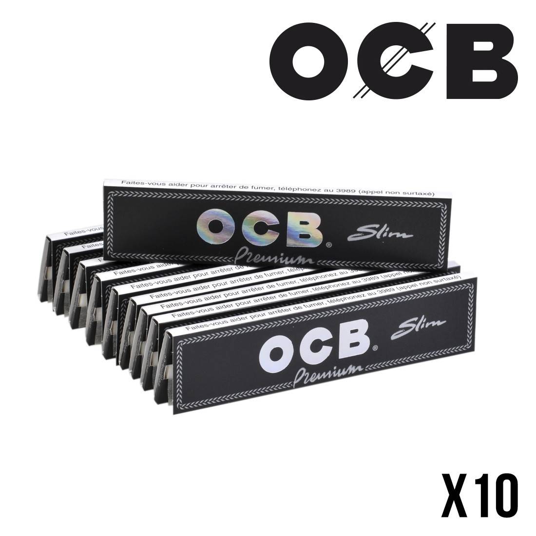 OCB Slim Premium noir lot de 10 carnets de 32 feuilles 1 briquet cadeau 