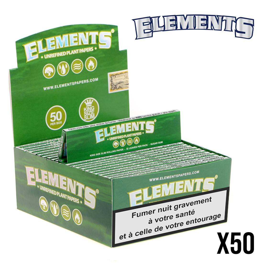 Pack Elements Feuilles Slim Filtres Carton - 15,00€